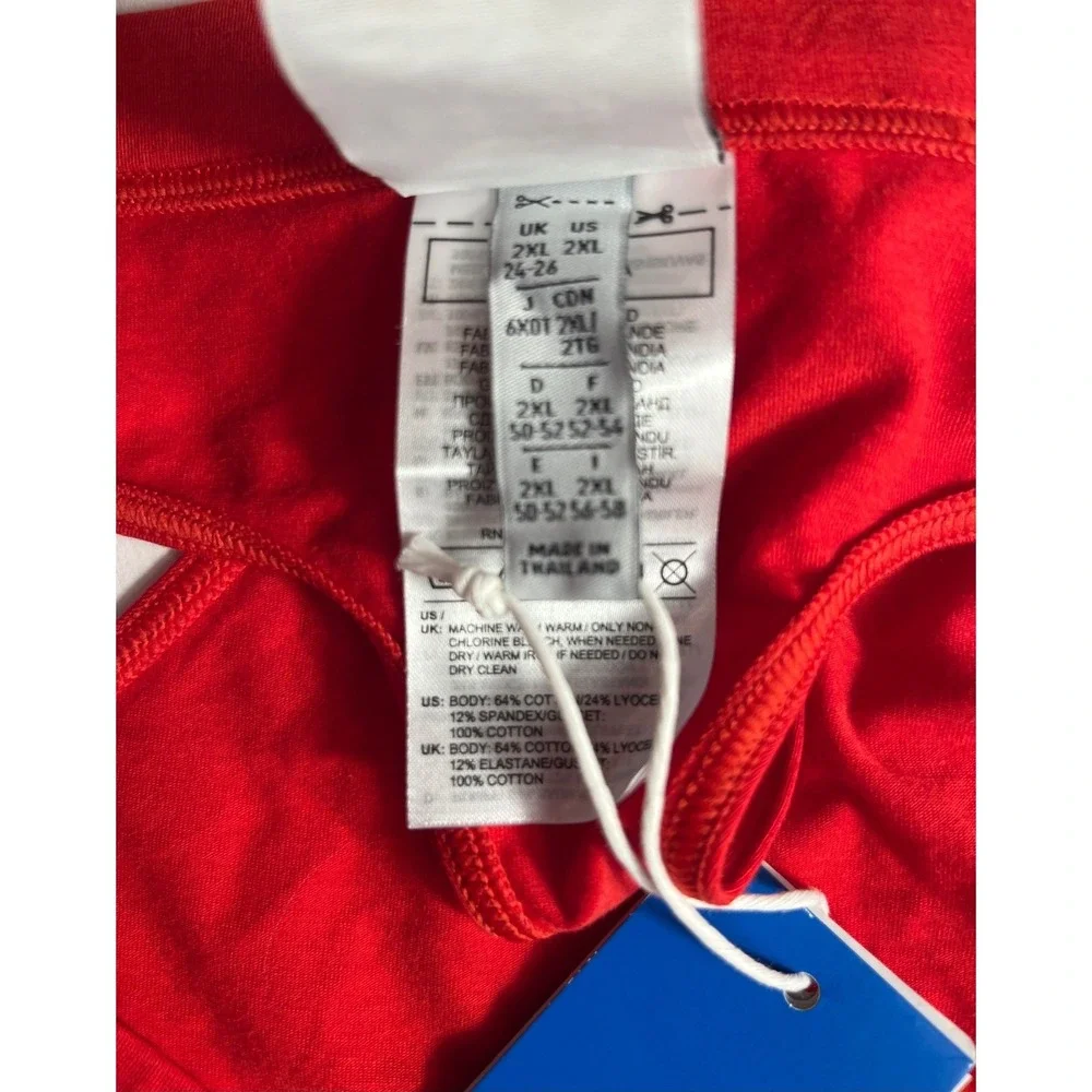 Adidas Woman's Red 3 Stripes Wildside‎ Thong Smart Cotton Size 2XL XXL